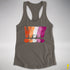 Distressed Lesbian Pride Graphic Exclamation Points Women's Racerback - Dark Grey